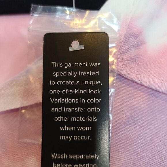 5X 28W Torrid Pink Tiedye Twill Button Up Blouse Back Box Pleat Button Cuff - Picture 4 of 9